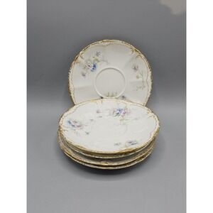 Haviland Limoges Tea Cup Saucer Plates Schleiger 156f Gold Pink Roses Set Of 5